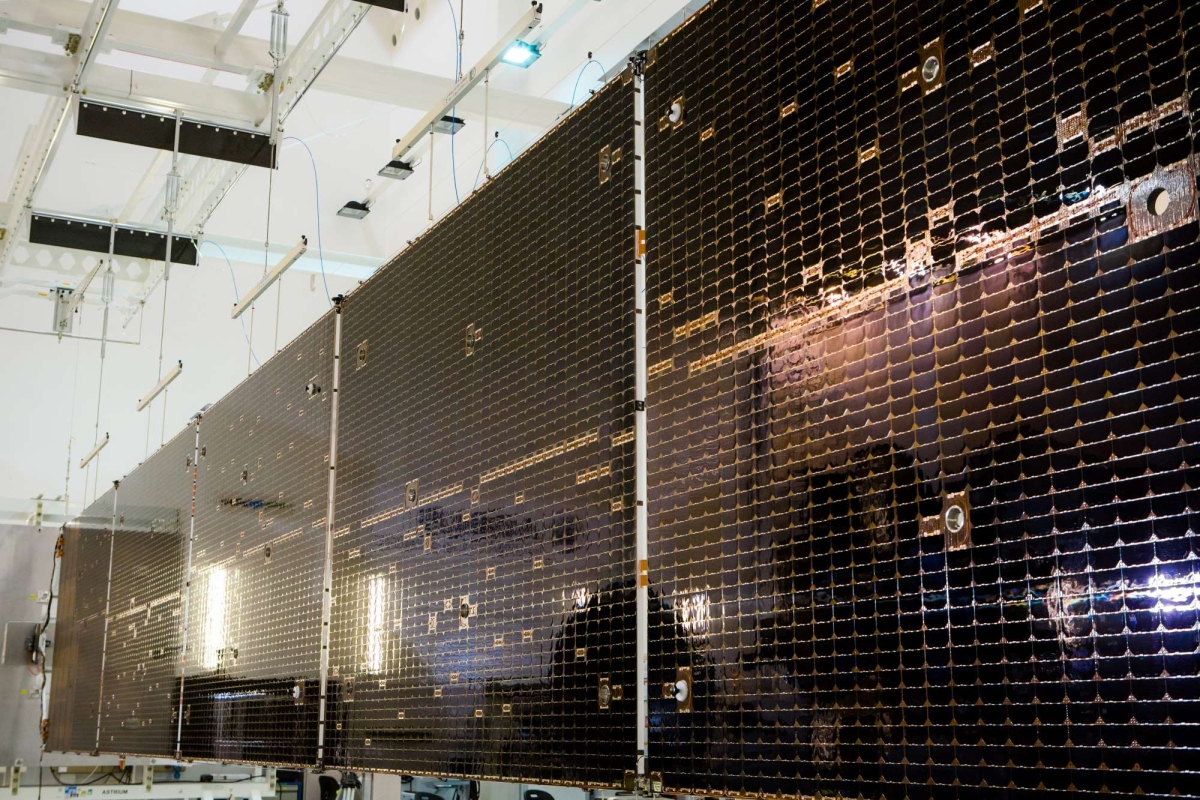 close-up of satellite solar panel 
