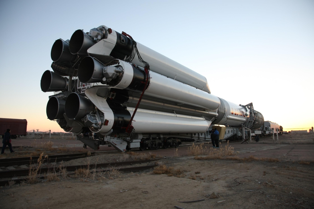 rocket lying on the side - transportation to launch site