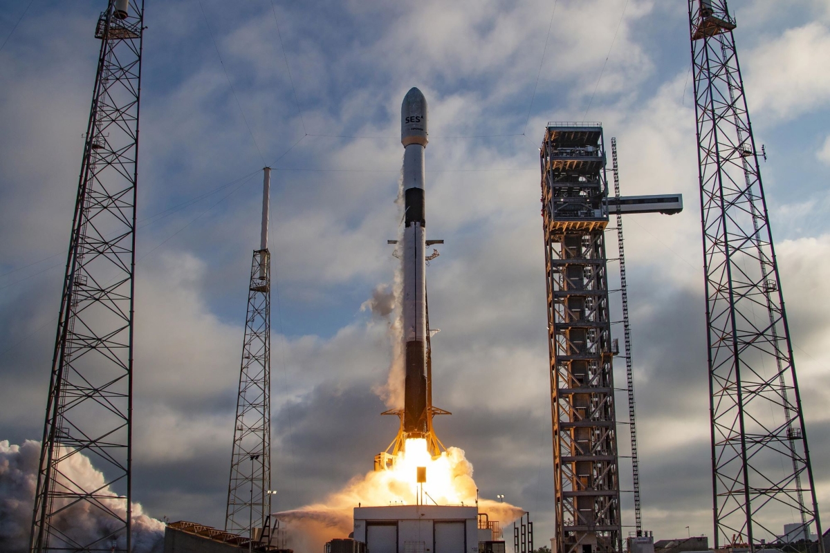 launch of SES satellites from Falcon 9 rocket