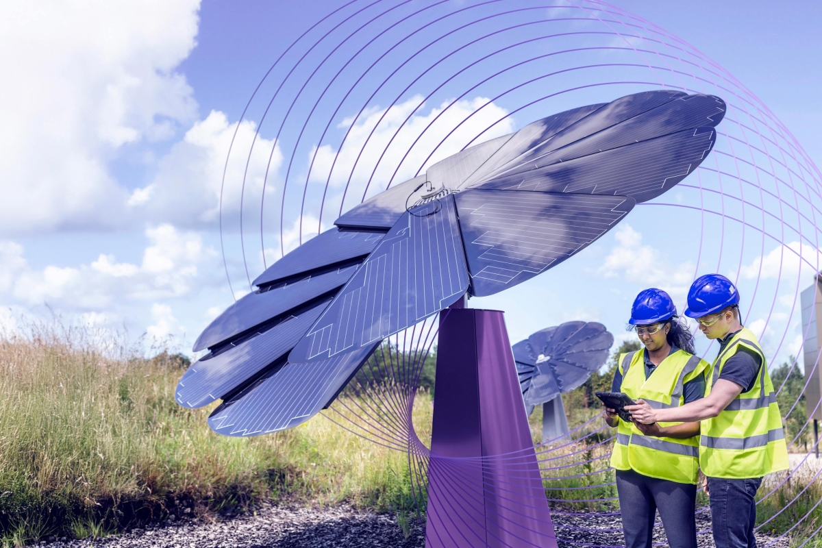 workers at a solar panel