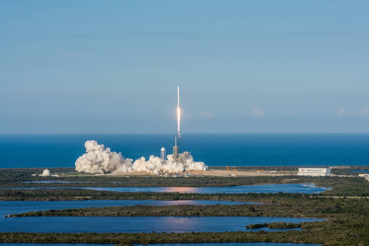 lift-off Falcon 9 rocket with SES-10