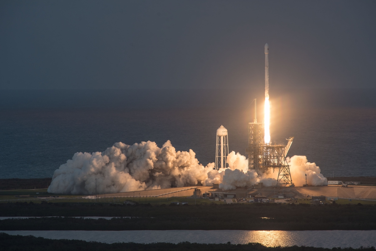 lift-off Falcon 9 rocket with SES-11