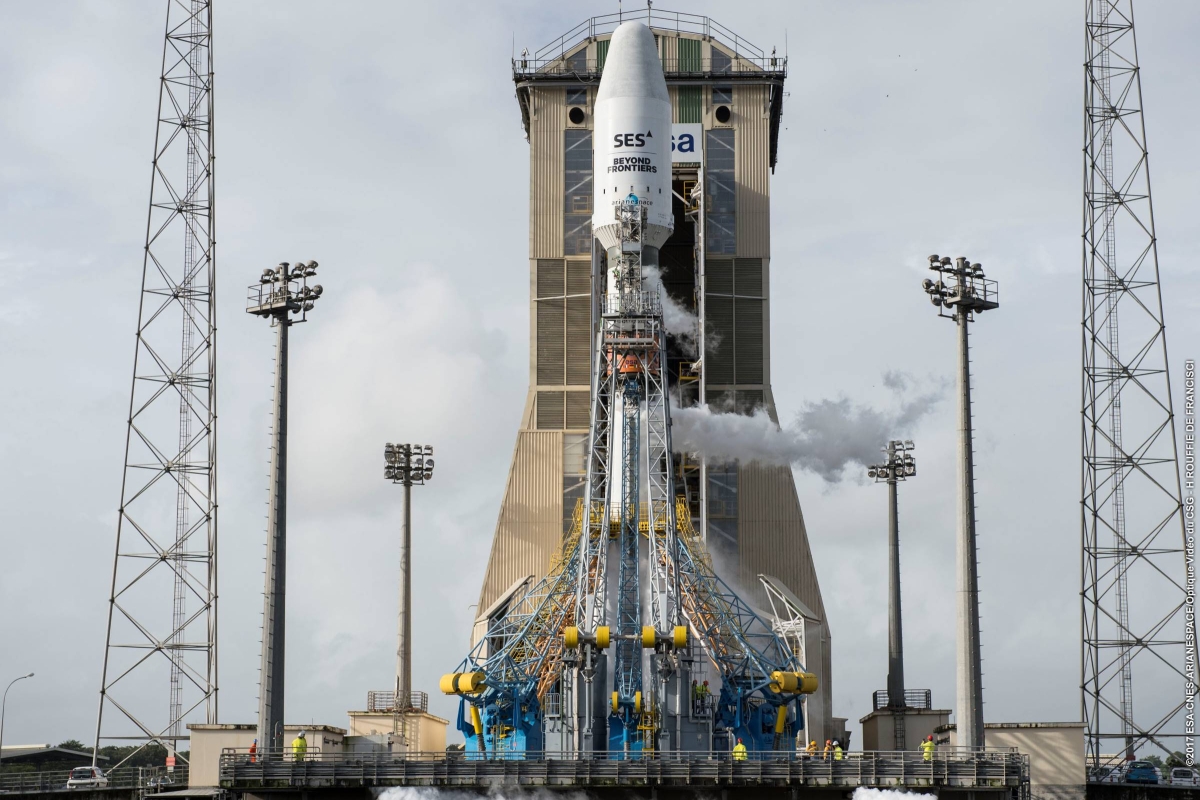 Soyuz rocket initiating lift-off