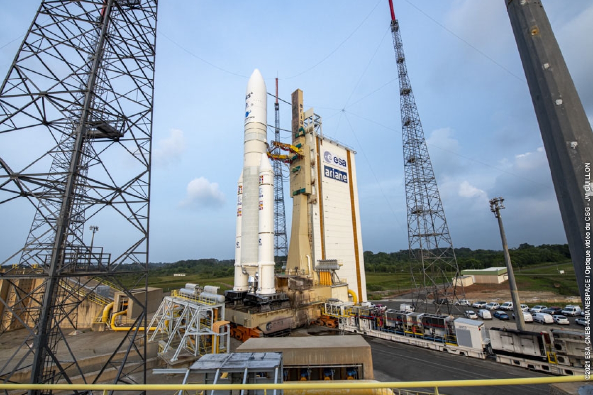 rocket with SES-17 satellites on launchpad