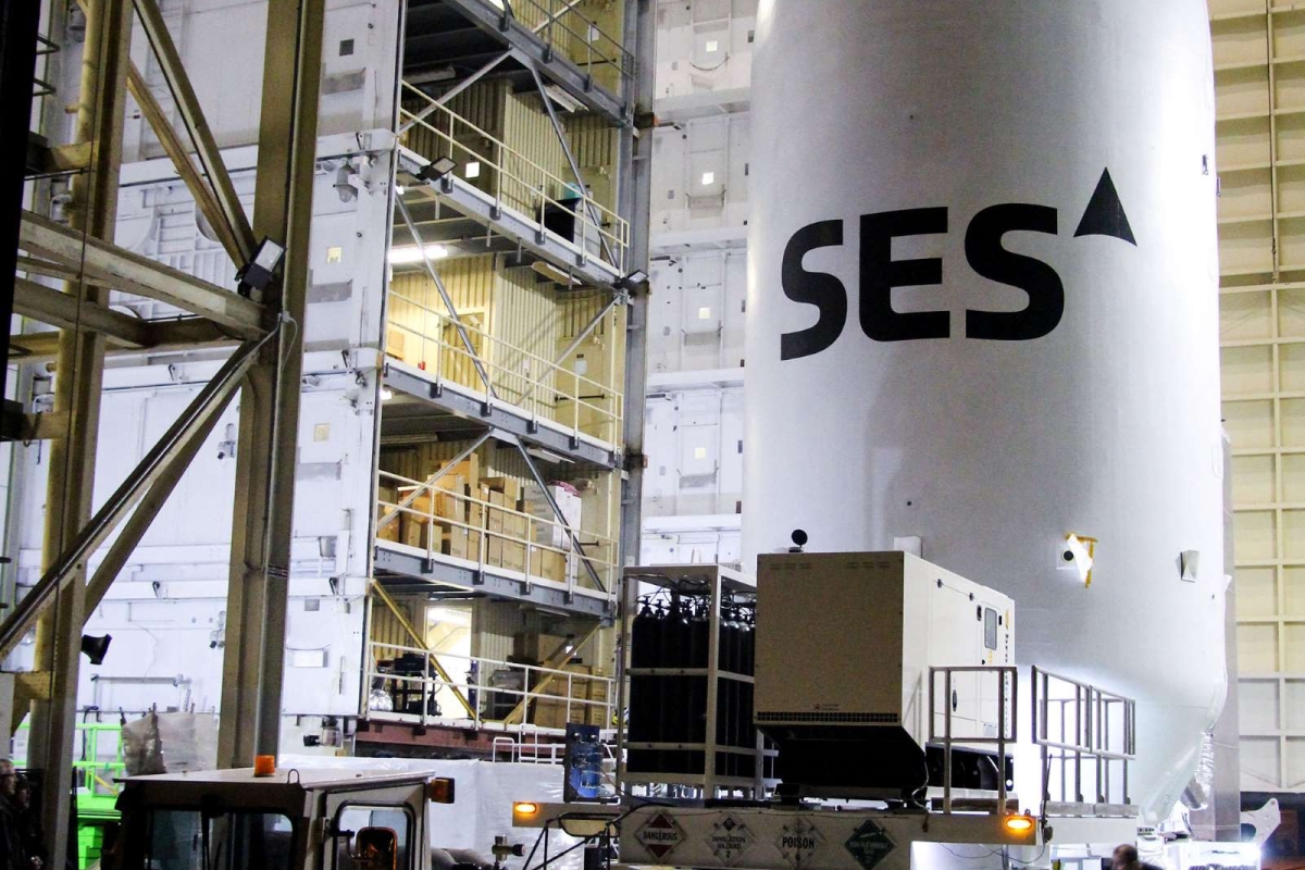 Payload fairing being transported to launch site