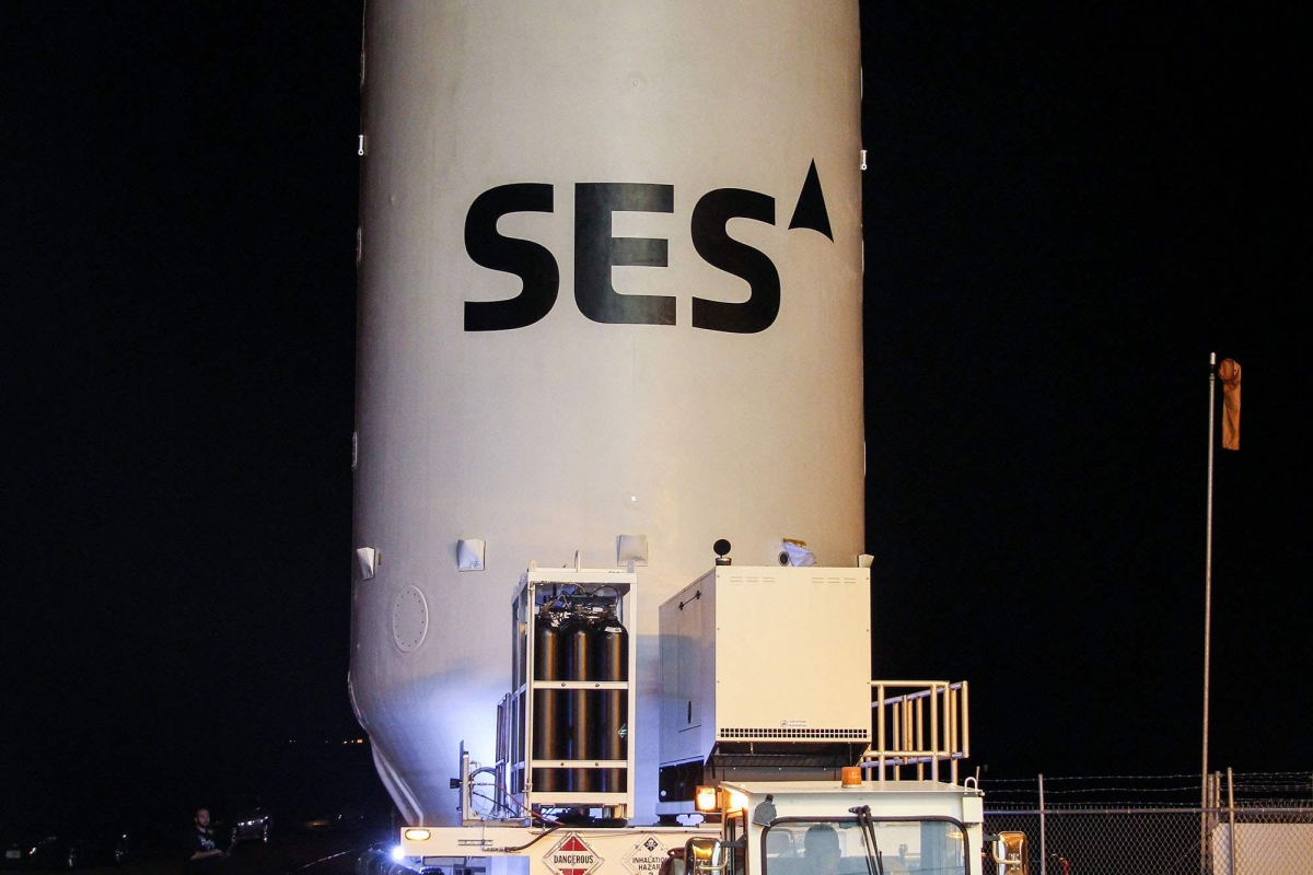 Payload fairing being transported to launch site