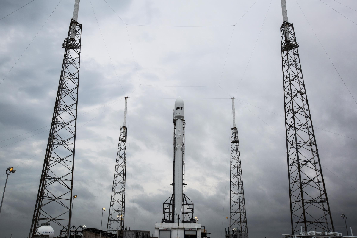 Falcon 9 rocket on launch site