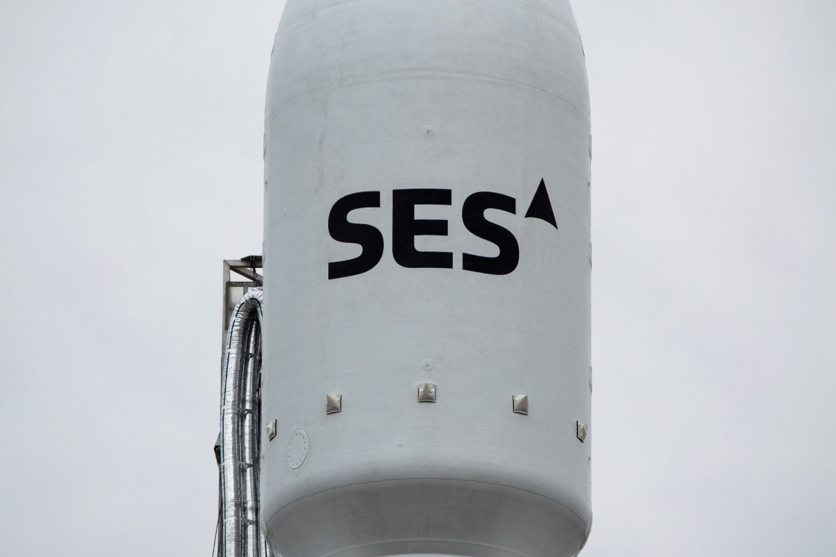 Close-up of Payload Fairing with SES logo
