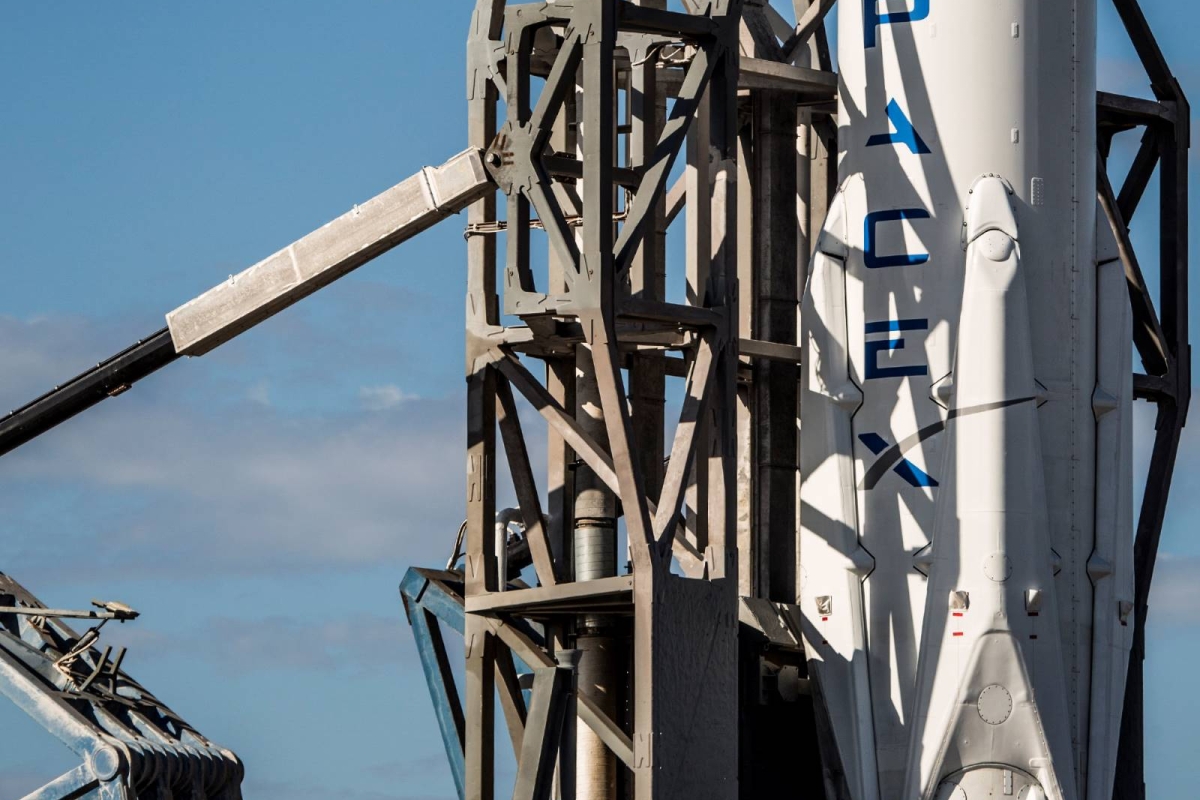 close-up of SpaceX Falcon 9 rocket
