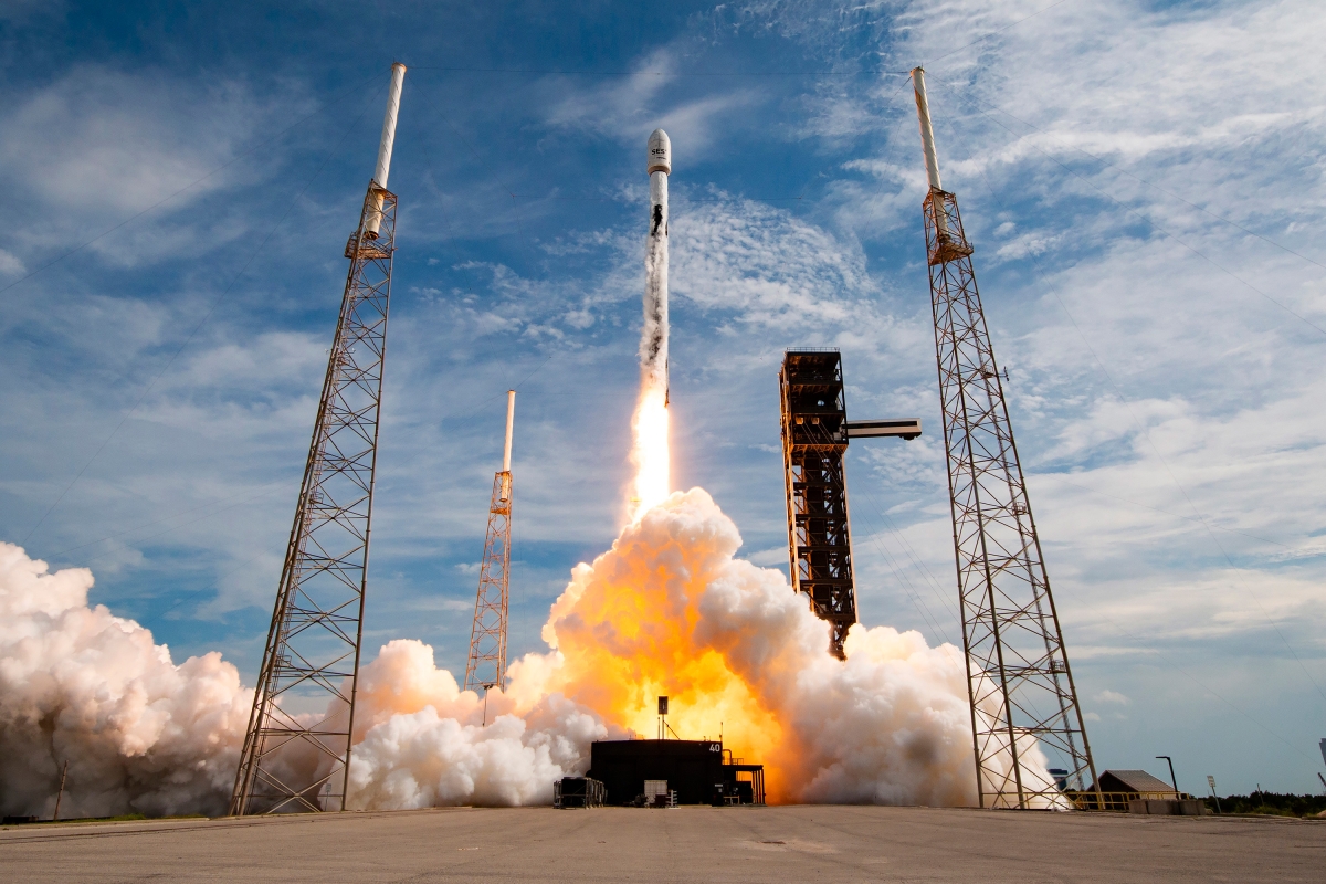 SES satellite on Falcon 9 rocket launching