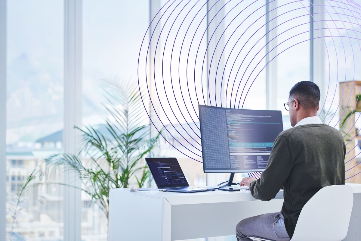 Man working on laptop