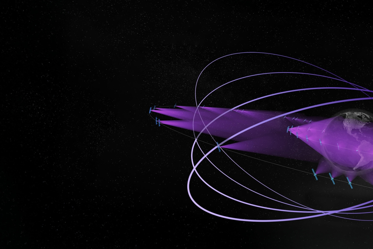 graphic showing multi-orbit satellite constellation