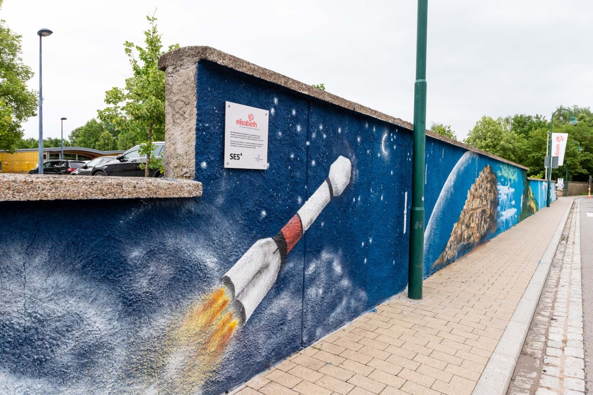 rocket on mural art