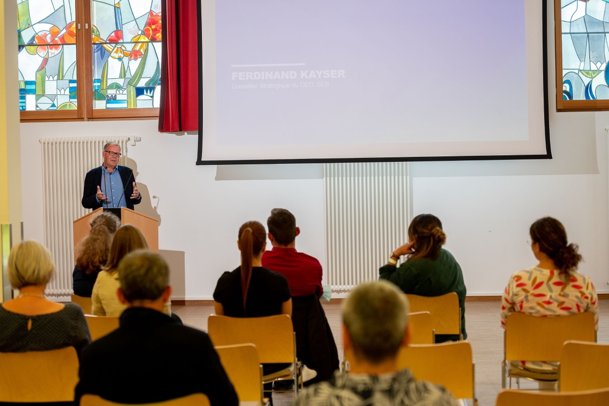 person from SES speaking at inauguration