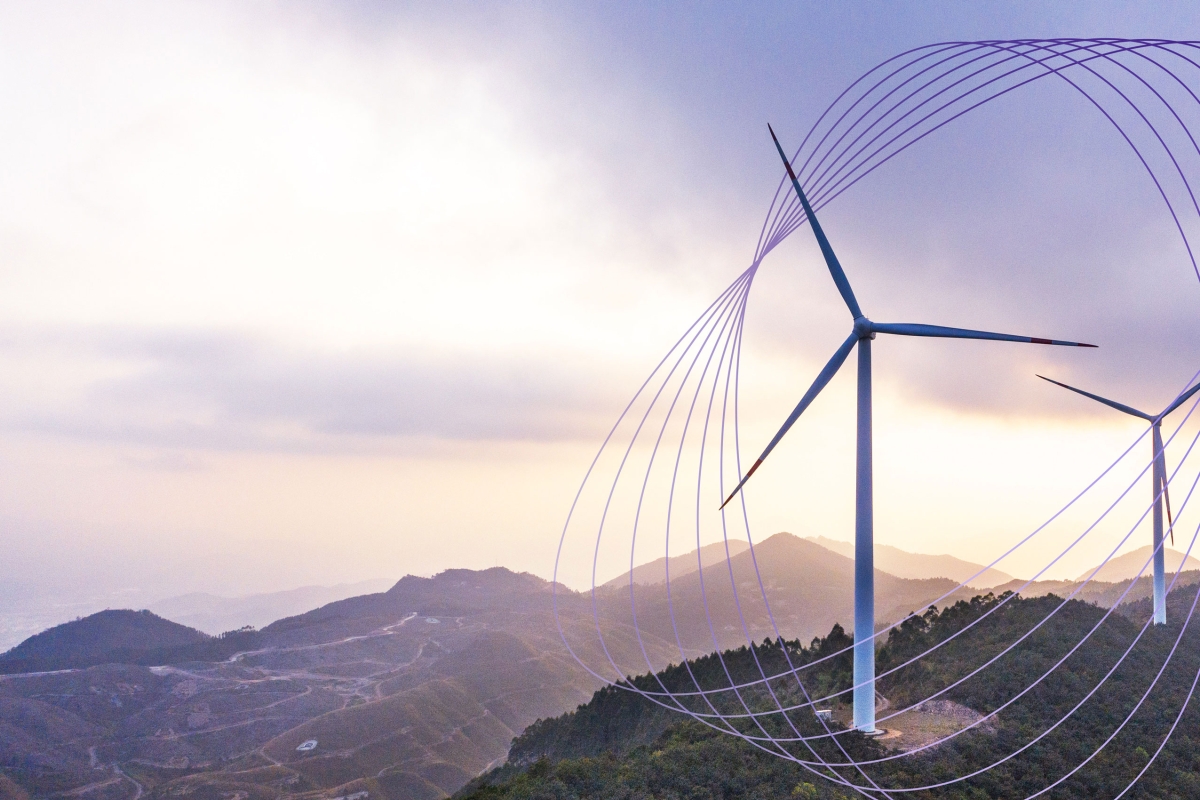 wind farm on mountains