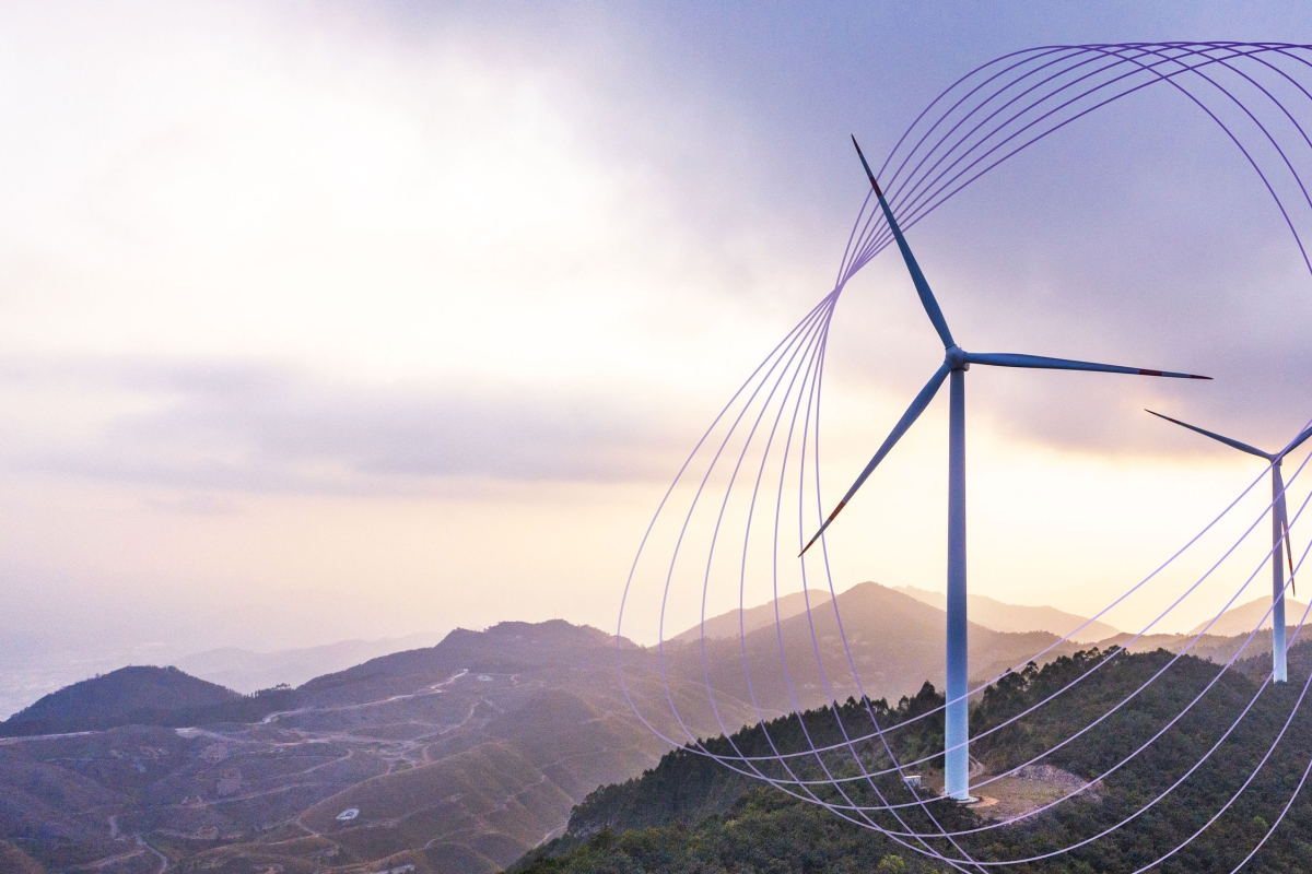 wind farm on mountains