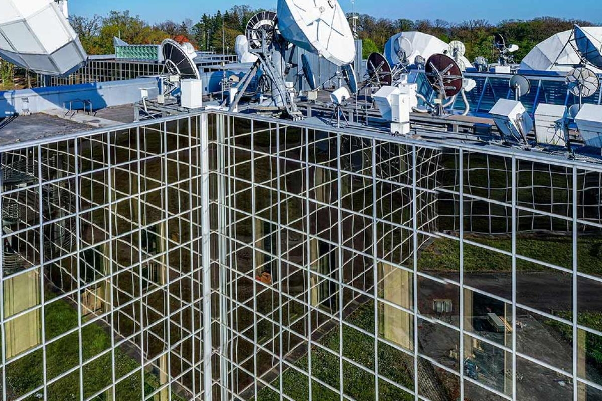 SES building and satellite dishes