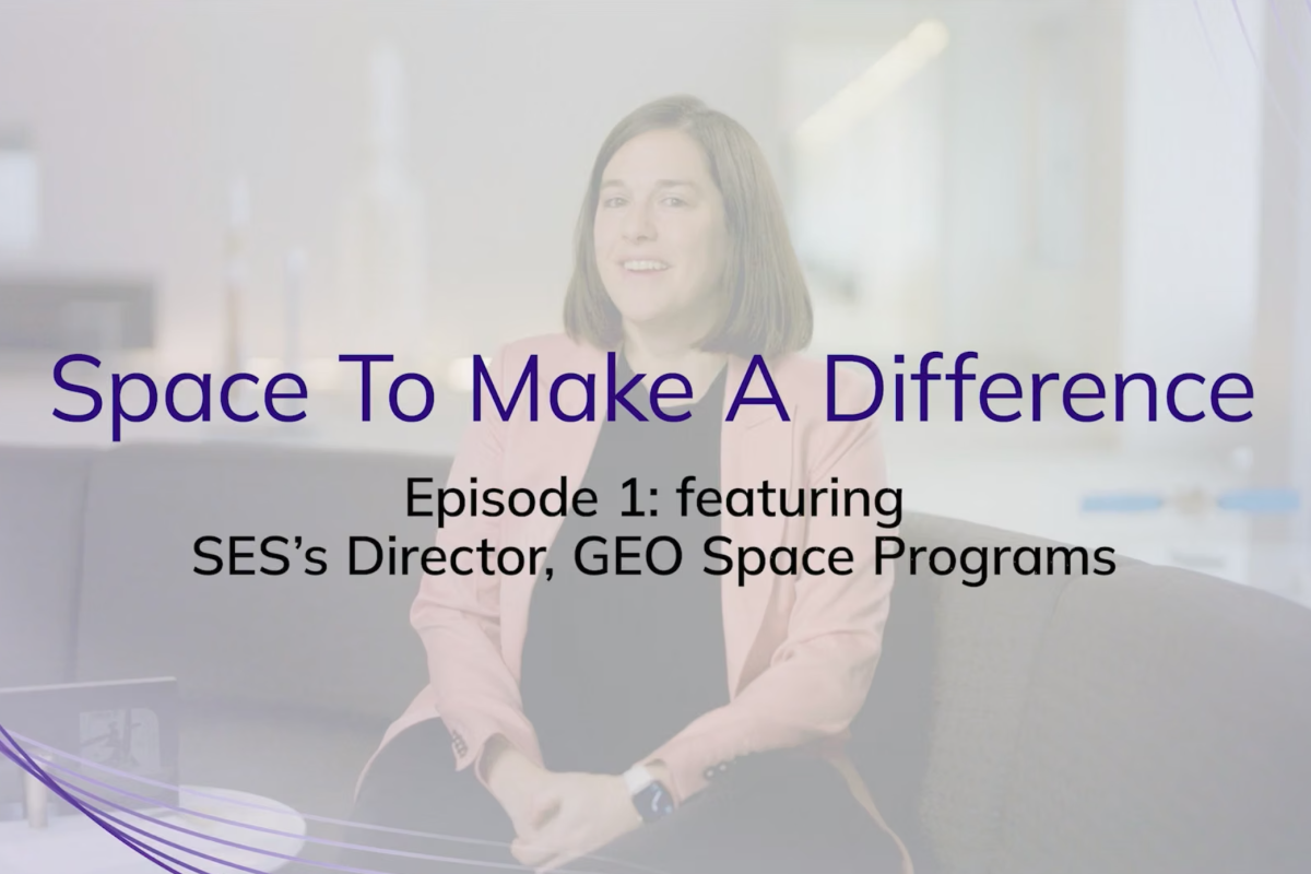 Image of a title card with “Space To Make A Difference – Episode 1” over a blurred interview scene.