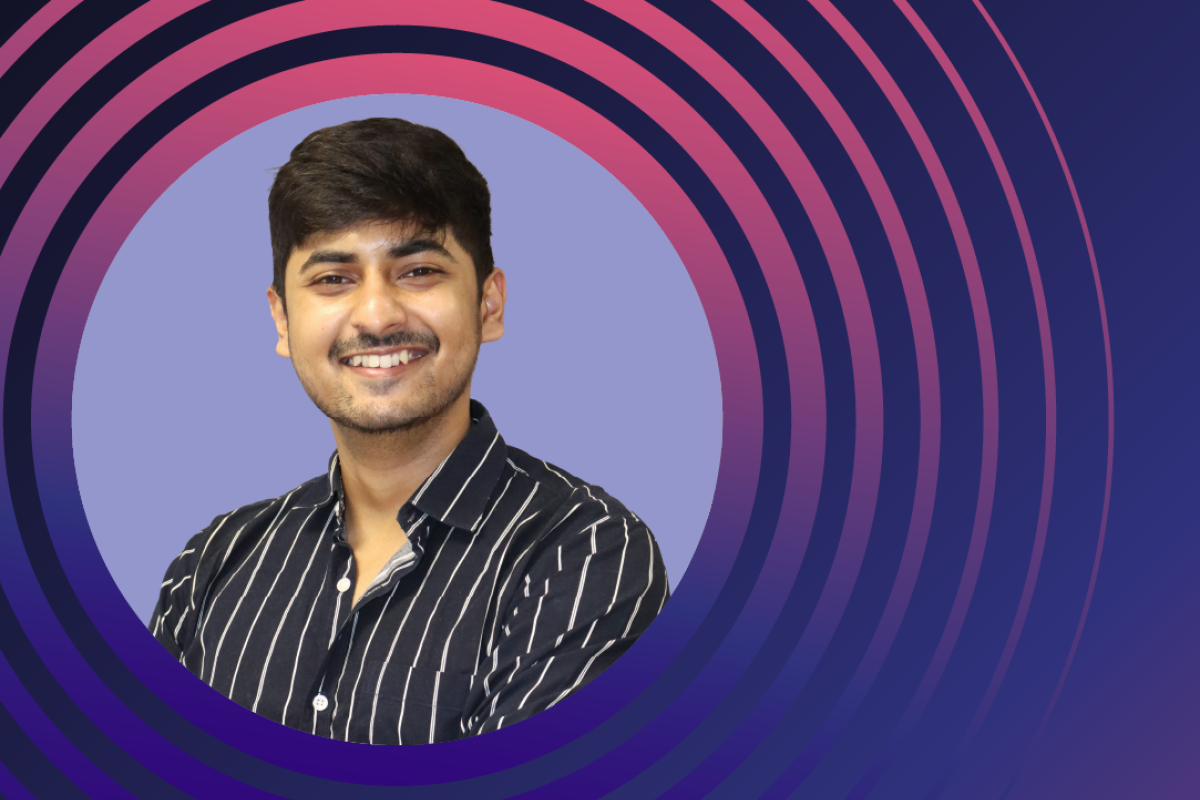 Banner image of Pankaj with concentric circles around