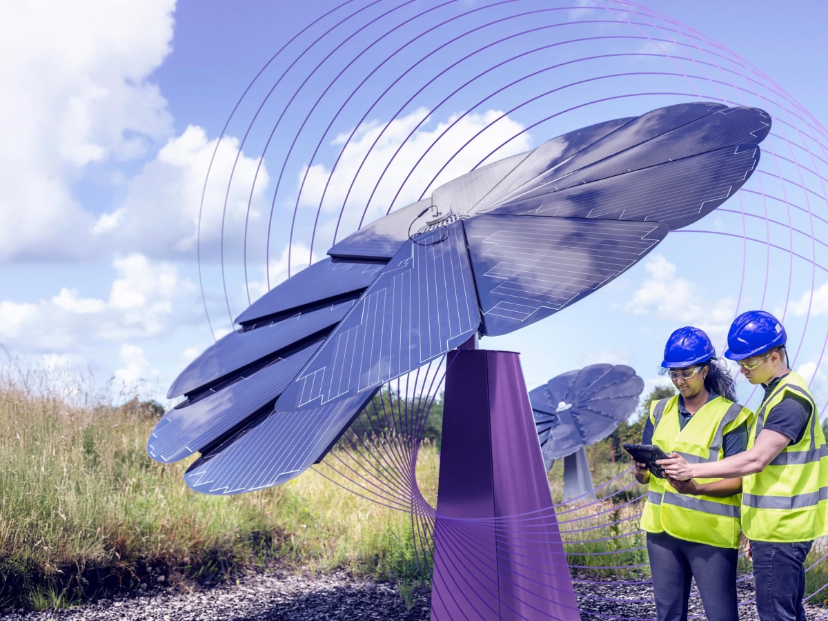 workers at a solar panel