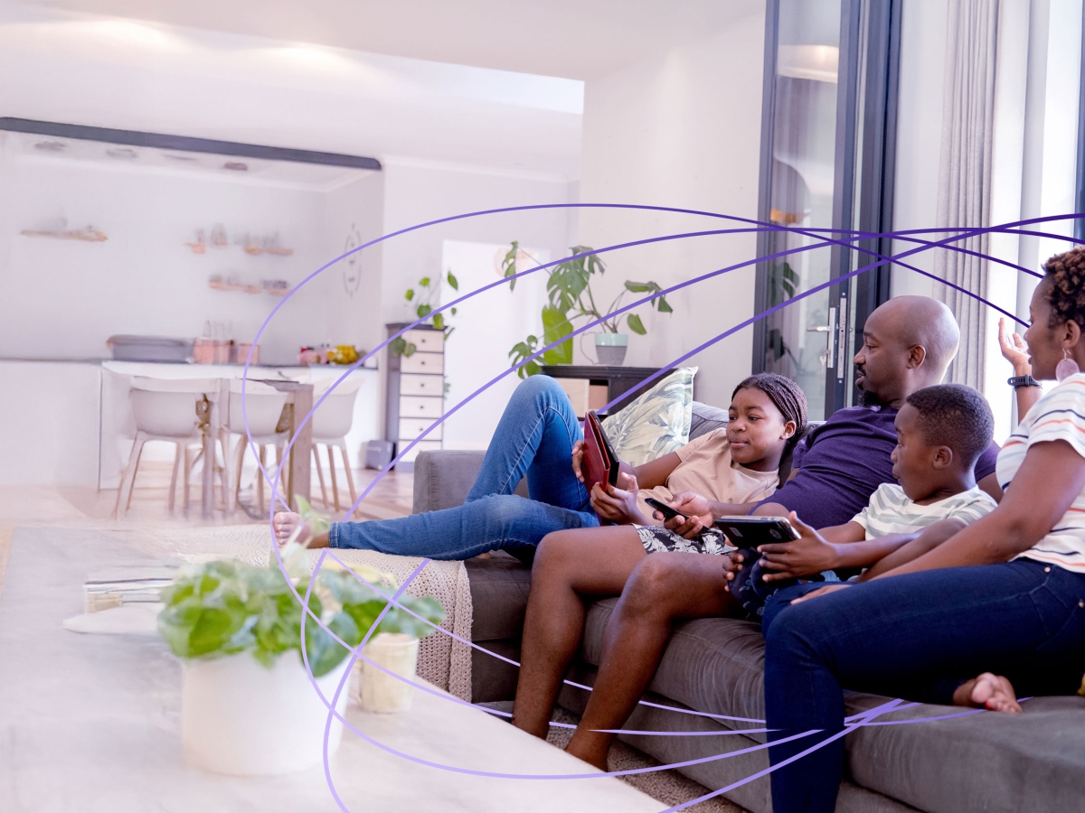 family watching television