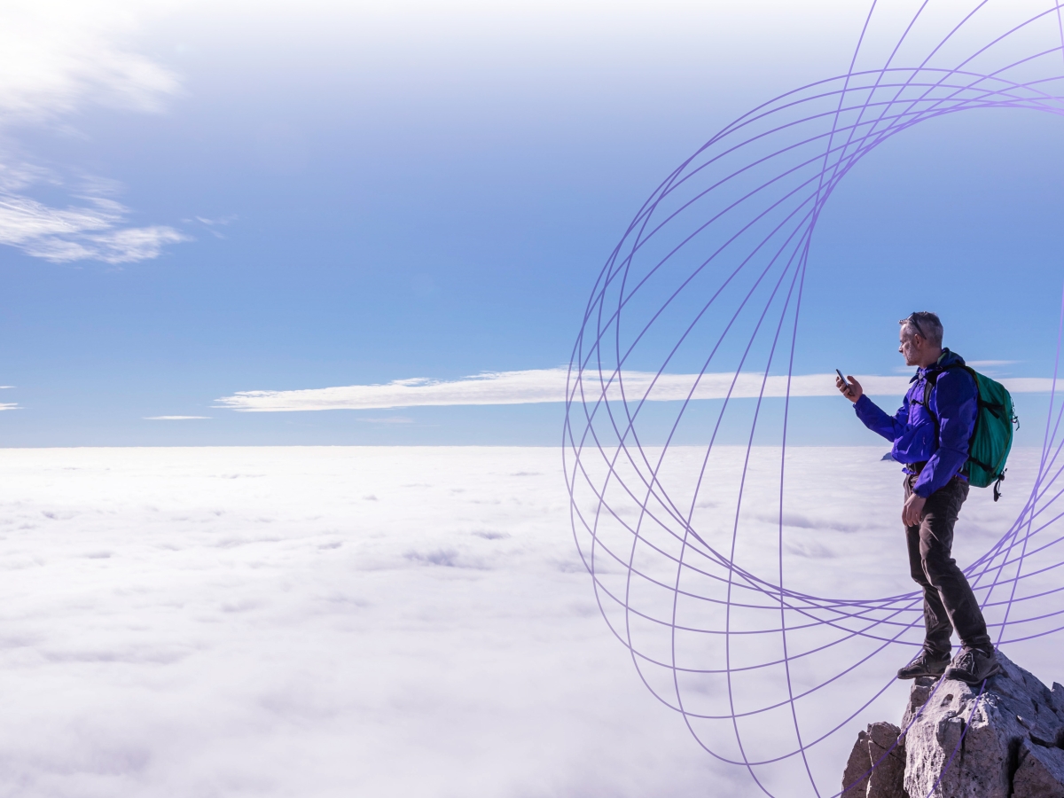 hiker using cell service