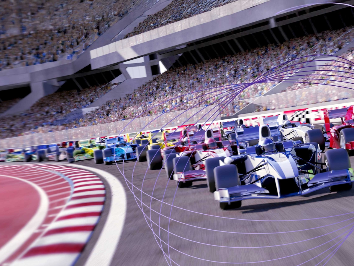 race cars on track