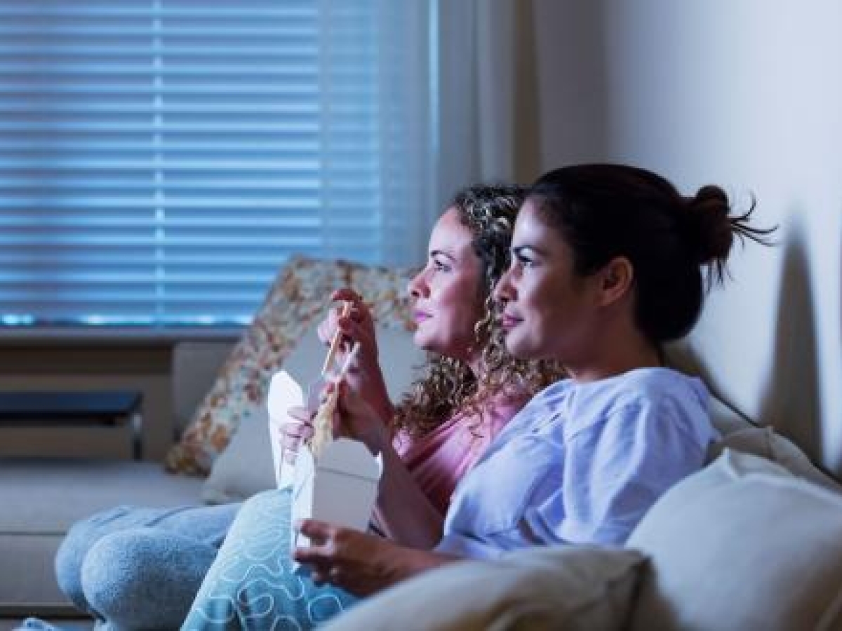 Women watching TV