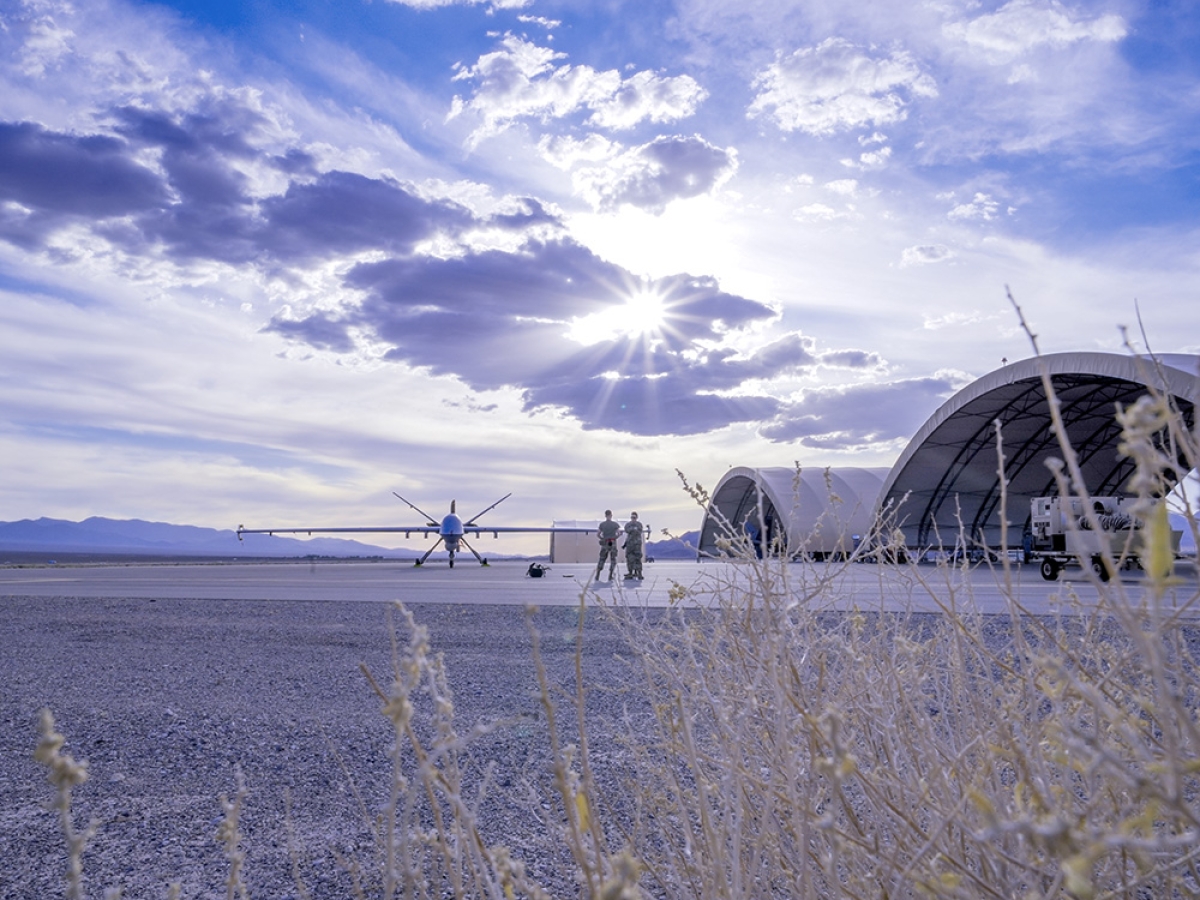 Drone parked off runway