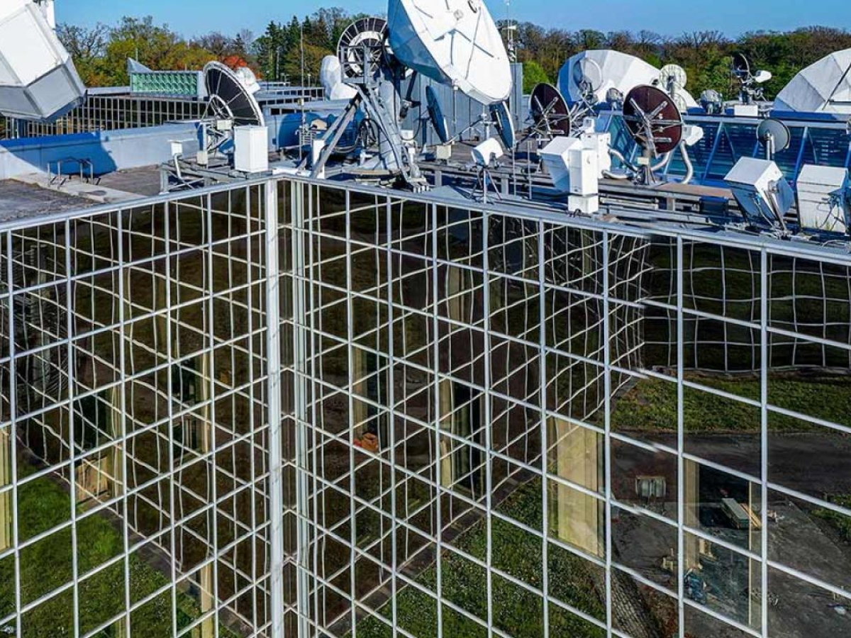 SES building and satellite dishes