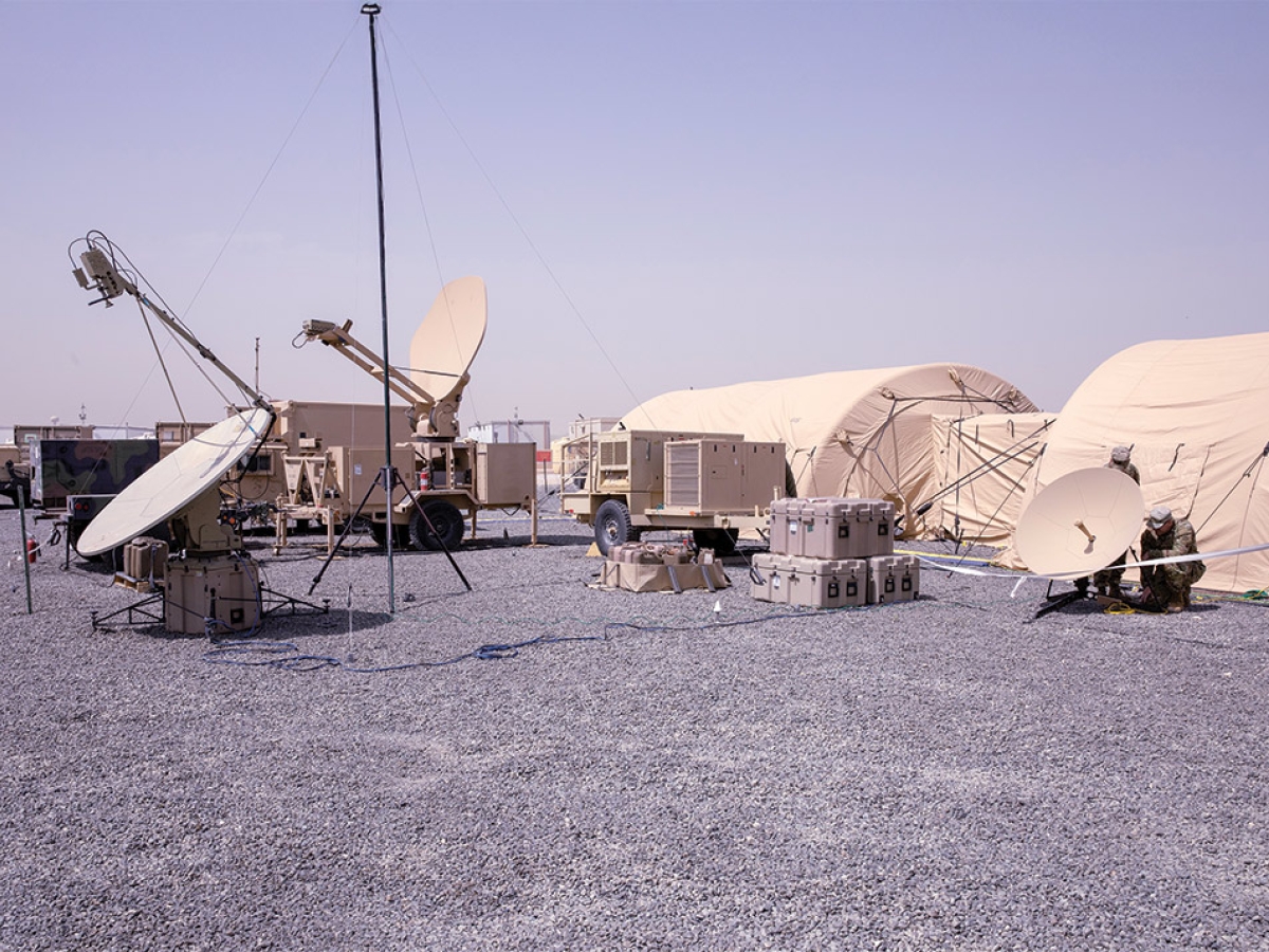satellite antennas in army camp